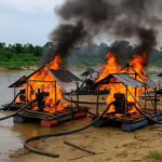 Satgas Peti Bungo Bakar 27 Unit Dompeng Ilegal,
