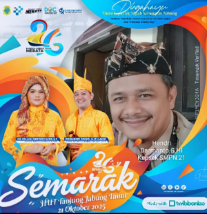 Kepala Sekolah SMPN 21 Hendri Darmanto.S.HI.Mengucapkan Selamat HUT Tanjung Jabung Timur Ke 26.