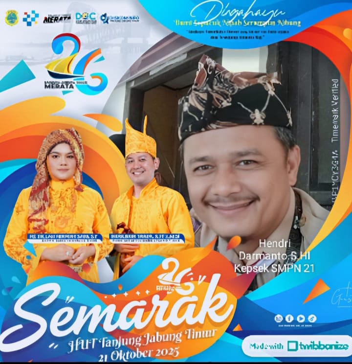 Kepala Sekolah SMPN 21 Hendri Darmanto.S.HI.Mengucapkan Selamat HUT Tanjung Jabung Timur Ke 26.