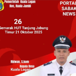Kepala Desa Kuala Lagan RIDWAN.S.Kom. Ucapkan Selamat HUT Tanjabtim Yang Ke – 26