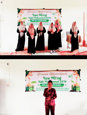 Peringati Isra mi’raj Sekaligus Syukuran Atas Pemakaian Gedung Baru SDN 211/X Kota Baru Kecamatan Geragai