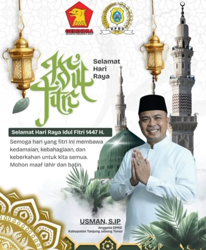 Usman. S.IP. Mengucapkan Selamat Hari Raya Idul Fitri Minal aidzin Walfaizin Mohon Maaf Lahir Dan Batin